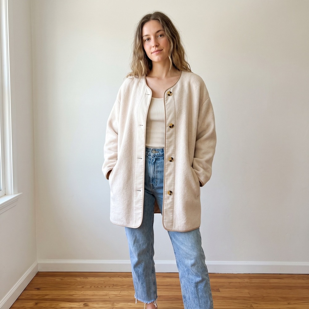 Aritza Wilfred Free Womens River Jacket Large Cream Merino Wool Oversized